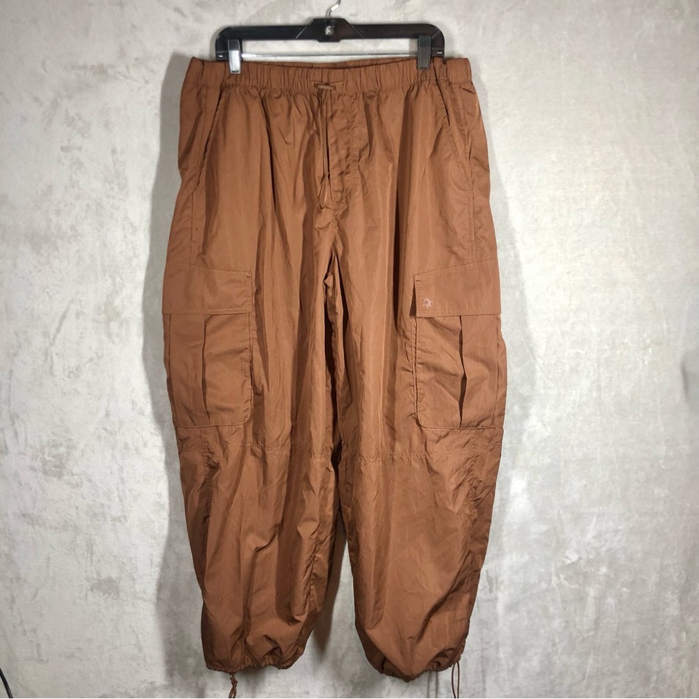 Offline Aerie Baggy Cargo Parachute Pants XL Short Brown Elastic Lightweight NWT - Picture 4 of 11